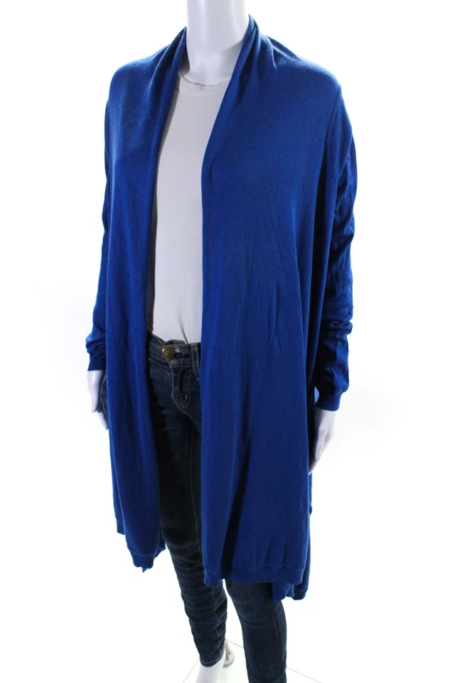 Cárdigan para mujer DKNY cuello redondo mangas largas frente abierto azul talla PS Foto 2 de 4