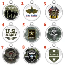 U.S. Army Military Charms | Patriotic Glass Cabochon Pendants