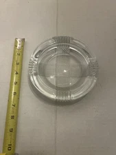 Vintage MERIT Clear Glass Ashtray Heavy & Round Etched Design 6¼" Diameter