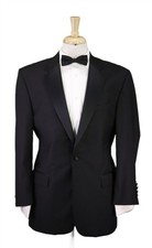 Jos A Bank Signature Black 1-Btn Notch Lapel Tuxedo Dinner Wool Suit 41R