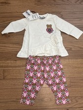 NWT Moschino Baby Two Piece Outfit Age 3-6 Months Bear Logo Long Sleeve Leggings