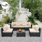 Patio Sectional 6 Pieces All-Weather Wicker Patio Furniture Set Outdoor Sectiona