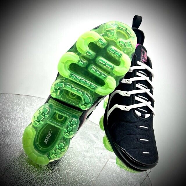 vapormax plus black volt on feet