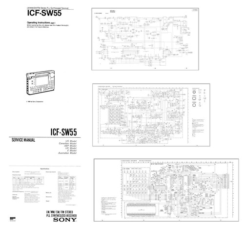 SONY ICF-SW55 HQ INSTRUCTION MANUAL + SERVICE MANUALS with 11x17" DIAGRAMS