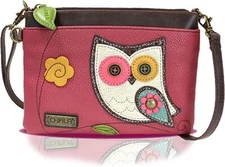 New Chala Mini Crossbody Bag Pleather Convertible OWL GEN II Bird Dark Pink gift