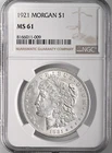 1921-P  $1  MORGAN SILVER DOLLAR MINT STATE NGC MS61 #8166011-009  "VAM-41A"