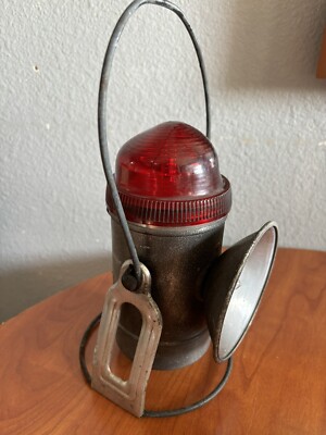 Vintage Ecolite Metall Dorco Eisenbahn Laterne Lampe Doppelleuchte Requisite ungeprüft