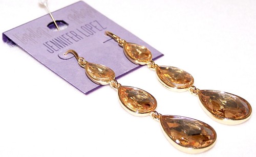 Nuovi ORECCHINI JLO JENNIFER LOPEZ oro scintillante cristalli giallo dorato lunghi 31/2” - Foto 15 di 16