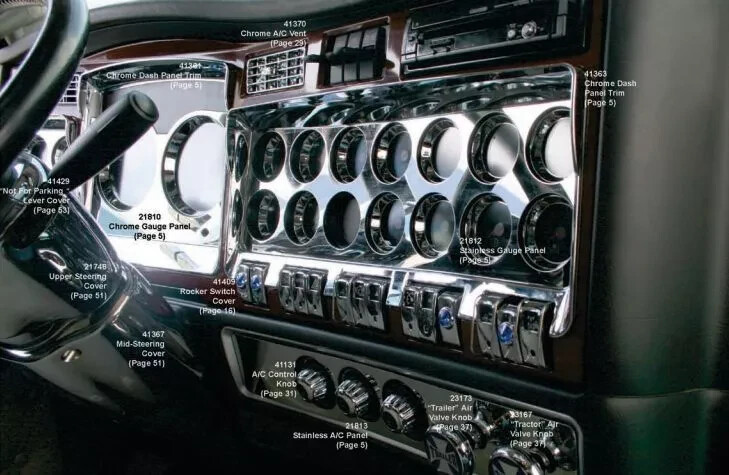 Dash Panel Trim Center Speedometer Tachometer Visor Chrome For Kenworth 06+ - Foto 9