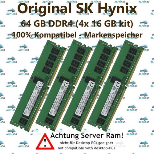 64 GB (4x 16 GB) RDIMM ECC REG DDR4-2400 Dell Precision T5810 & XL RAM