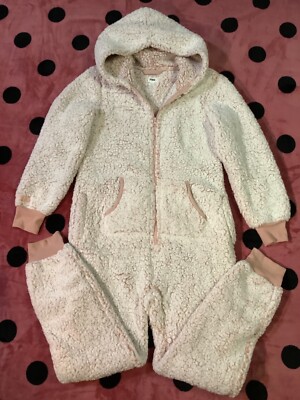 Victoria's Secret Pink Sherpa One Piece Hoodie Pajama PJ Frosted Misty Rose M 