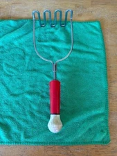 Vintage EKCO ETERNA Potato Masher Red Handled USA Made Stainless Steel VGUC