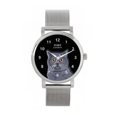 Toff London TLWS-31890 Ladies Blue British Shorthair Cat Head Watch