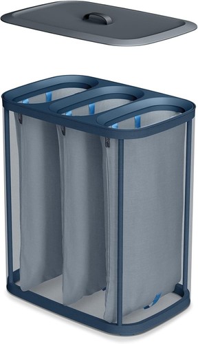 Stylish Black Laundry Basket with Three Compartments for Easy Fabric Separation - Picture 6 of 8
