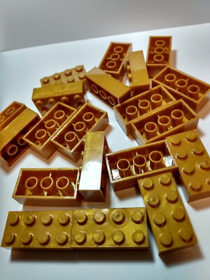 New Pearl Gold 2x4 Brick #3001   20 pieces  Custom & Compatible
