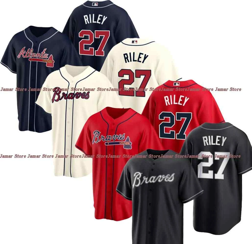 Fan Made Braves No.27 Austin Riley Baseball Jersey Hot Can Custom S-5XL