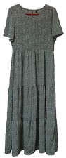 Zattcas Smocked Casual Short Sleeve Bohemian Floral Tiered Maxi Dress Size XL