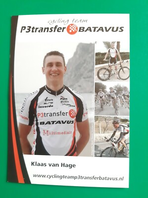 CYCLING cycling card KLAAS VAN HAGE team P3Transfer BATAVUS 2008