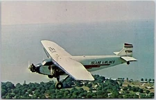 Airplane Island Airline Flying Over East Coast Katawba Island Tin Goose Postcard
