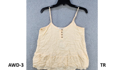 Hippie Rose Ruffled-Hem Tank Top Juniors Suntan Solid Henley Sleeveless, M