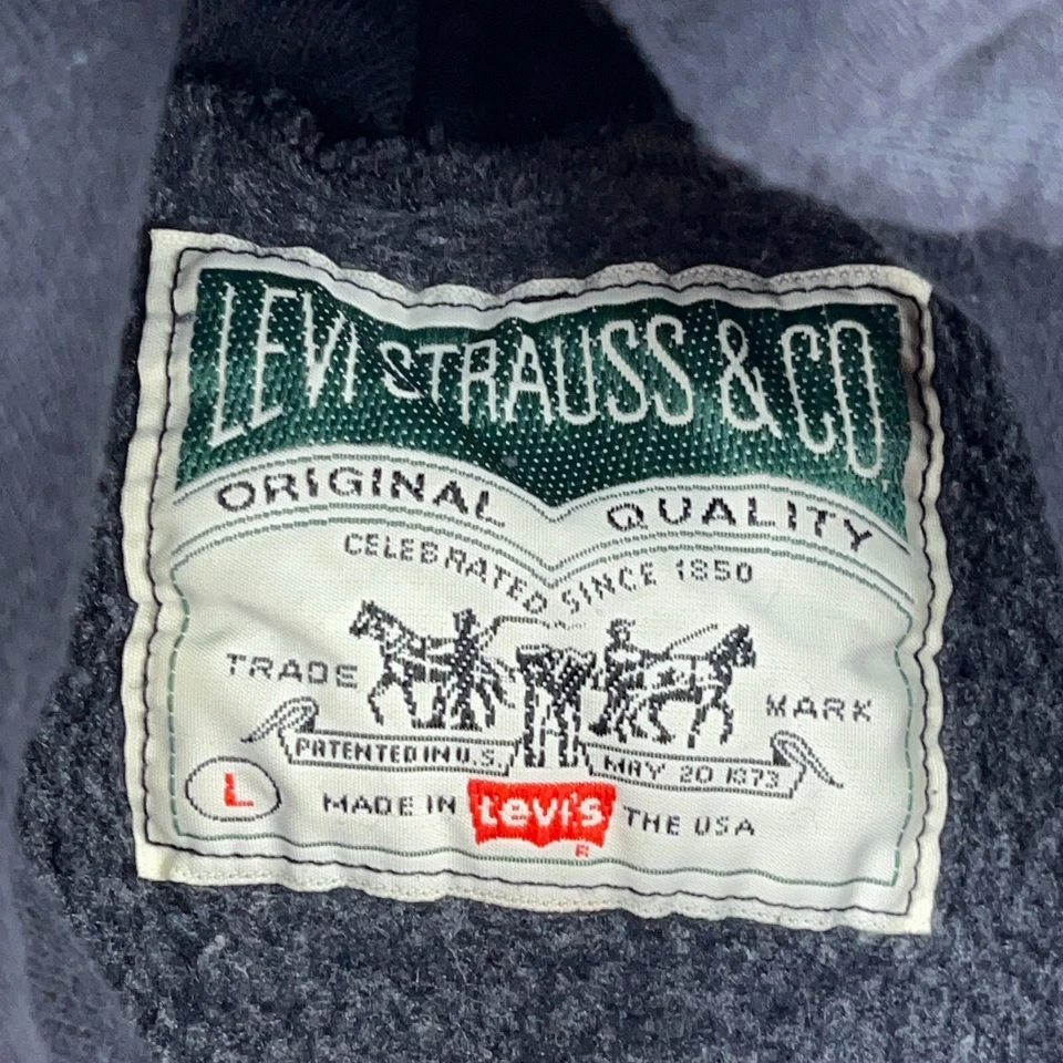Vintage Levis Hoodie Men Large Black Sweatshirt Sweater 80s 90s USA Strauss Fade - Image 3 of 4