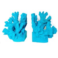 Sale Three Hands Corp. Teal Blue Resin Coral Bookends - Set Of 2 Sale Three Hands Corp. Teal Blue Resin Coral Bookends - Set Of 2