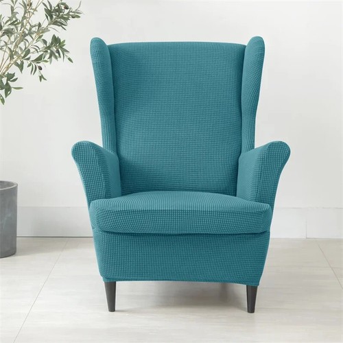 Solid Color Sloping Chair Cover Elastic Polar Fleece Wing Chairs Cover Protector - Picture 24 of 53