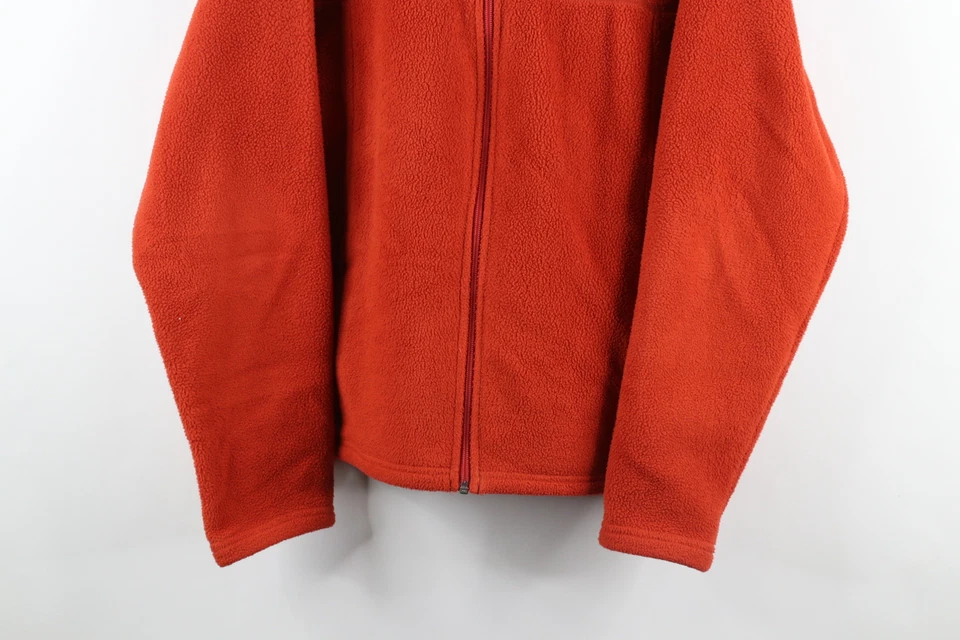Vintage LL Bean Mens Size Medium Faded Spell Out Full Zip Fleece Jacket Orange - Image 3 of 4