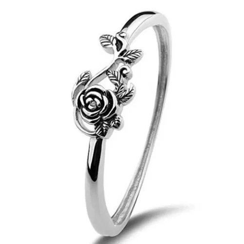 Boho 925 Sterling Silver New Fashion Vintage Style Charm Rose Flower Ring Size 9