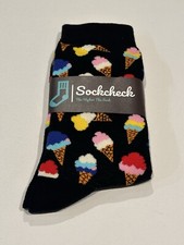 Ice Cream Black Color Crew Socks for Women Fun Socks Funky Socks Novelty Socks