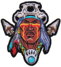 Indian Patch with Arrows and Skull hat - 3.7x4 inch - P4614