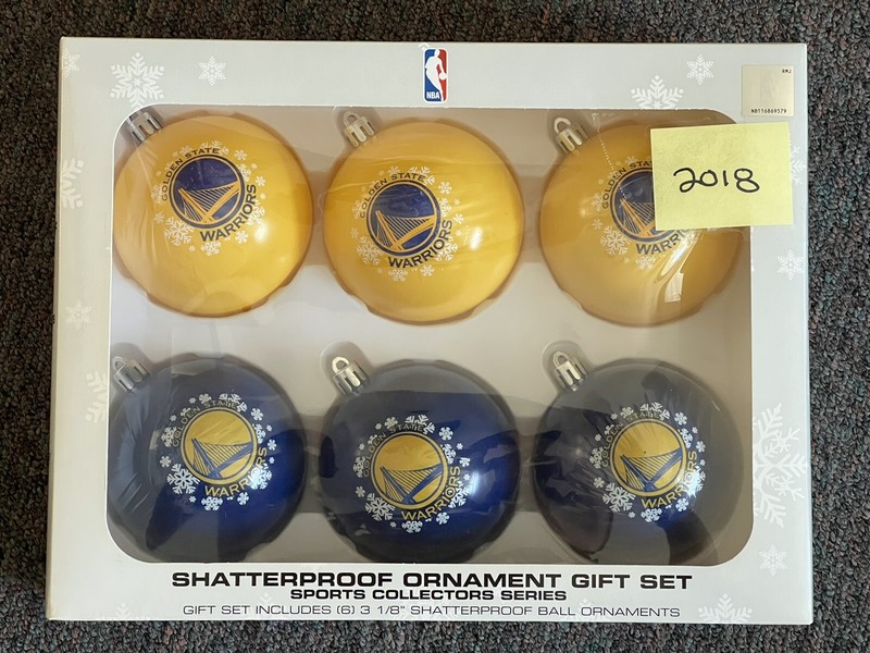 Golden State Warriors NBA 6 Pack Shatterproof Ball Ornament Gift Set Topperscot