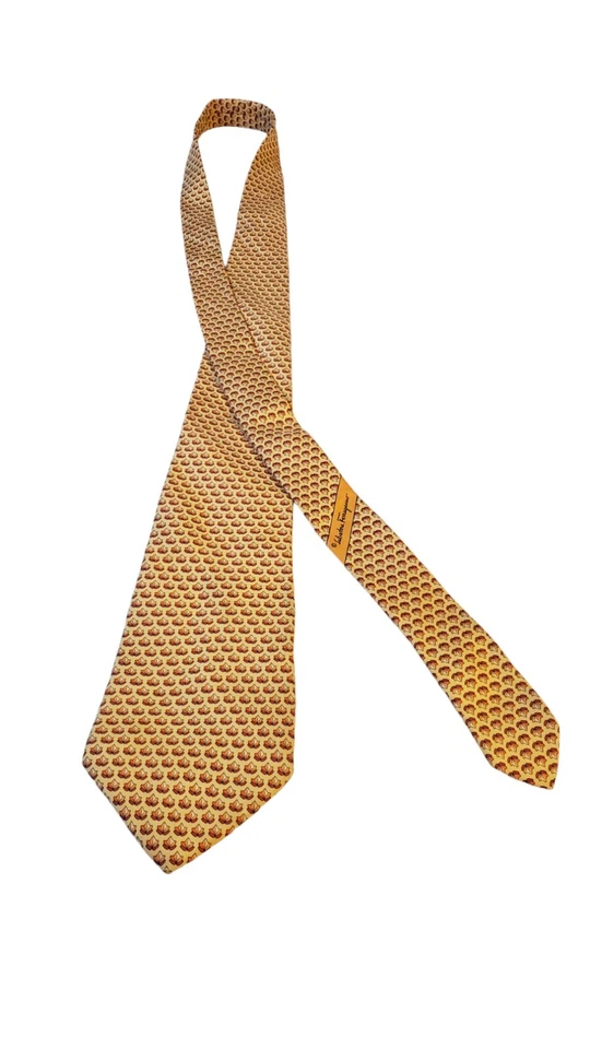 Salvatore Ferragamo Luxury Mens Fall Classic Leaf Print Silk Tie Designer Autumn - Image 4 of 4