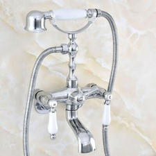 3-3/8" Chrome Wall Mounted Clawfoot Bathroom Tub Faucet Hand Shower Mixer Tap