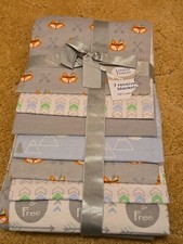 7Pk Luvable Friends Flannel 100 Cotton Receiving Blankets Gray Fox Arrows Boy