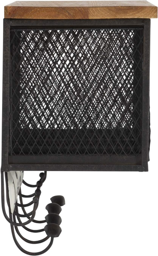 4-Basket Wall Organizer, 23.5" L X 7.25" W X 12.4" H, Brown, Black - Picture 6 of 12