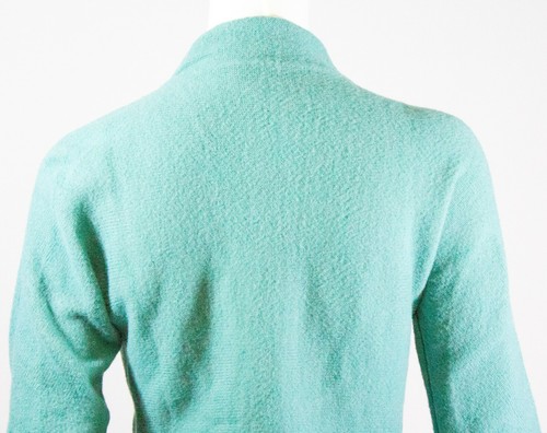 GIORGIO ARMANI Teal Green Ruffle Panel Zip Front Alpaca Knit Sweater Jacket 40 - Picture 11 of 12