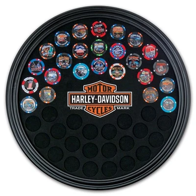 Marco de fichas de póquer Harley-Davidson H-D Round negro para 47 piezas