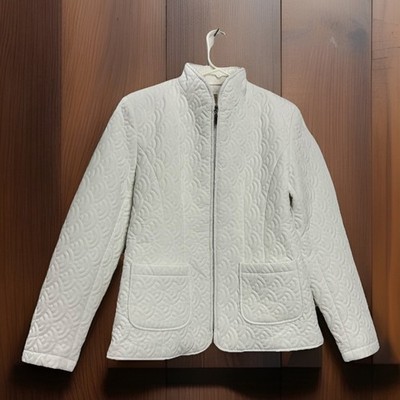 Gallery Size M Cream Quilted Jacket Coat Lined 2 Front 1 Inner Pockets EUC