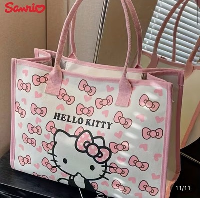 Hello Kitty Canvas Style Pink Tote Bag Sanrio Miniso Kawaii