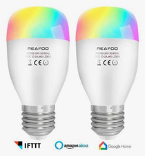 REAFOO Smart WI-FI LED Light Bulbs with Timer and Remote Control  2 PACK E27