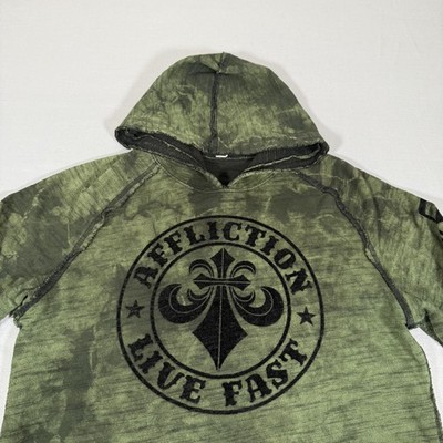 Vintage Affliction Hoodie Men Large Black Reversible Sweater