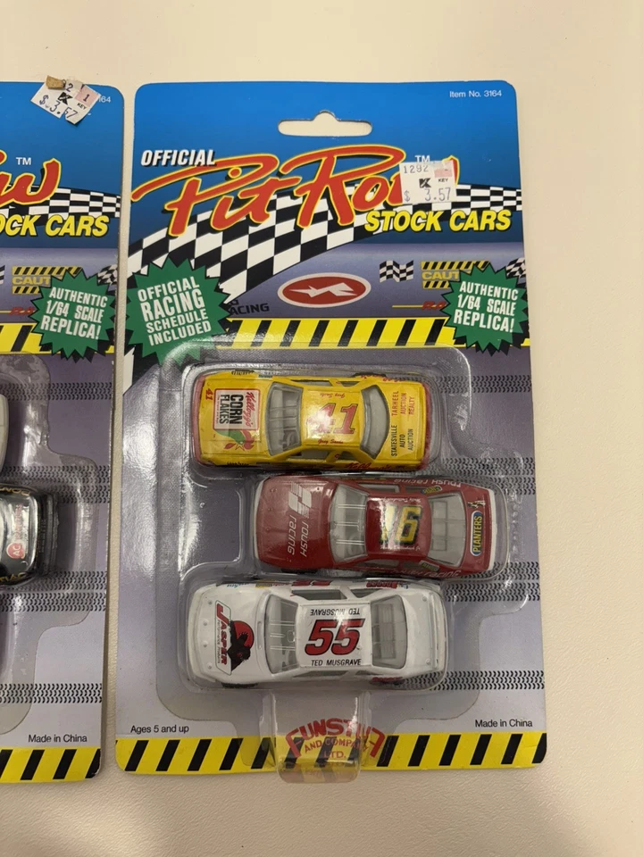 Lot of 3 Funstuf Official Pit Row Stock Cars Nascar 1/64 Diecast 3 Pack 1992 NEW - Image 3 of 4