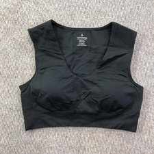 Tommie Copper Sports Bra Womens Small Black Compression V-Neck Copper Znergy