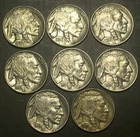 (8) MIXED HIGH GRADE BUFFALO NICKELS - AU/UNC - 1935 thru 1937 - FULL HORNS!!