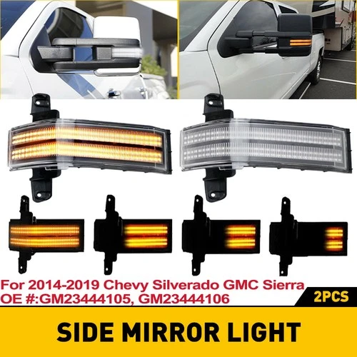 Strips LED Switchback Tow Mirror Signal Light For 14+ Chevy Silverado GMC Sierra