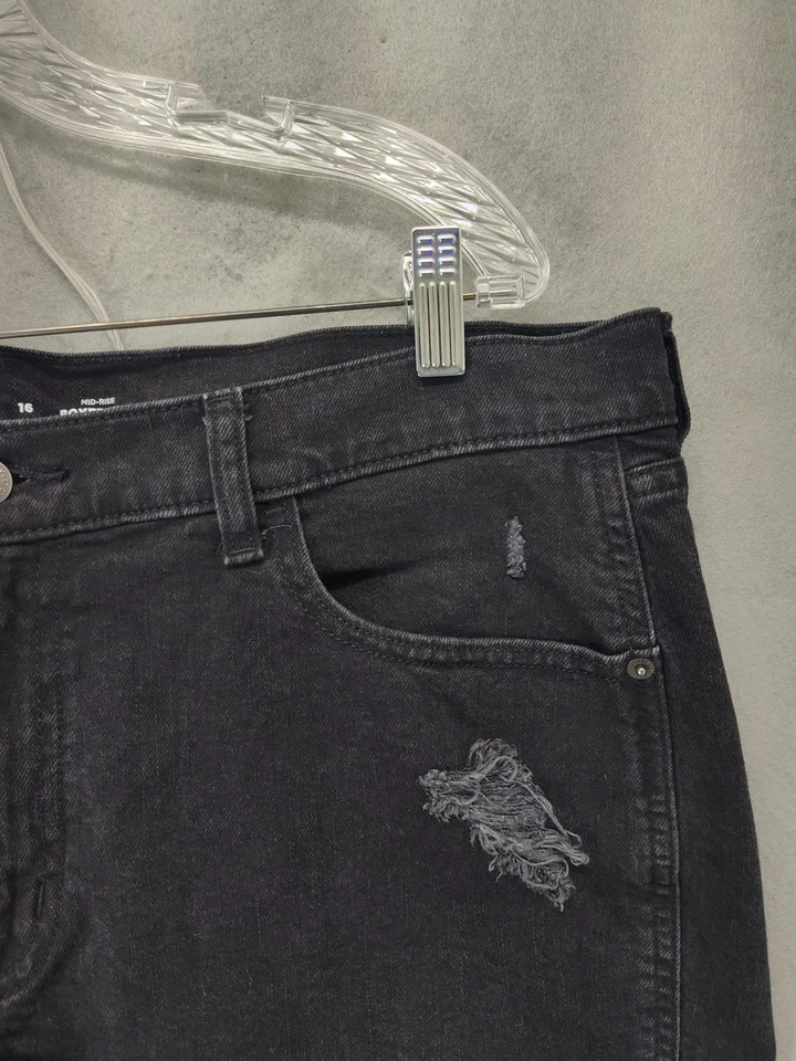 Pantalones Cortos Old Navy Para Mujer 16 Tiro Medio Novio Envejecido Denim Puños Informales Foto 3 de 4