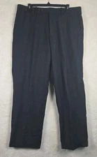 Luca Rossi Italia Pants Men 34 x 28 Dark Gray Striped Cuff Pleated Grandpa 