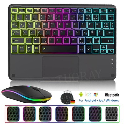 QWERTZ Touchpad Tastatur Beleuchtete für Xiaomi Mi Pad 5 6 7 Pro Redmi Pad SE 11