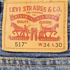 Levi's 517 Bootcut Men's 34x28 34x30 Tag 5-Pocket Blue Jeans